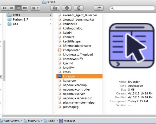 KDE4 folder with Krusader in it